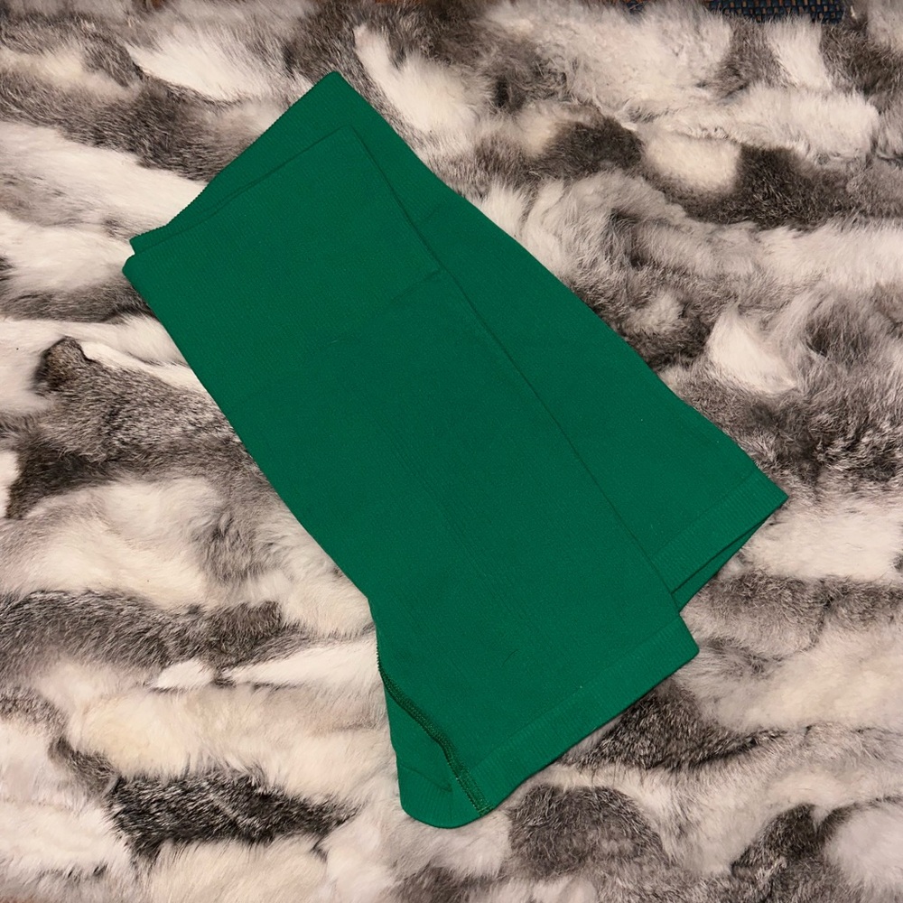 Ribbed Green Biker Shorts